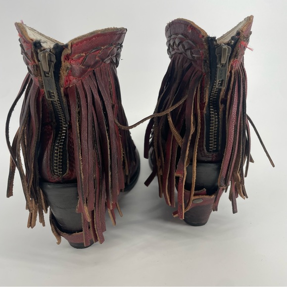 Freebird Tonto Dark Red Leather Fringe Boots - Size 6 - Picture 4 of 9